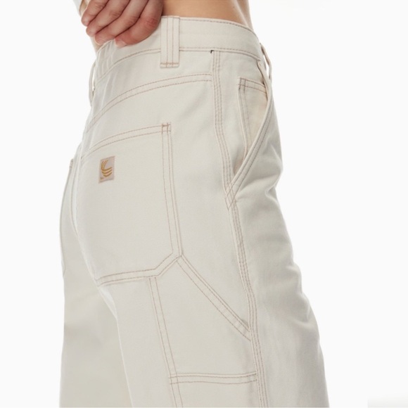 TNA Aritzia Women's Size 8 Greenwich Pant Carpenter Jeans White Tan Stitch READ - Picture 11 of 14